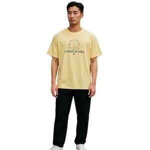 Vintage Alaska TSC West Heavy Weight Yellow Embroidered Cotton T Shirt Size XXL